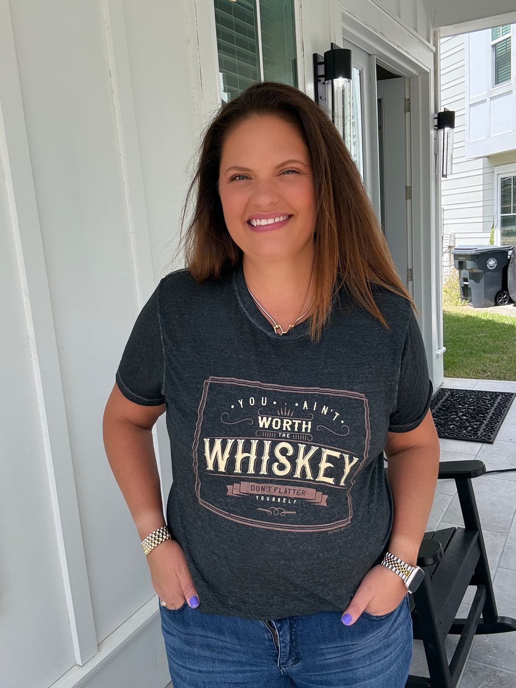 Worth The Whiskey Acid Wash Tee by Southern Bliss (ARRAY) — Ships 2-3 weeks - BFF Here