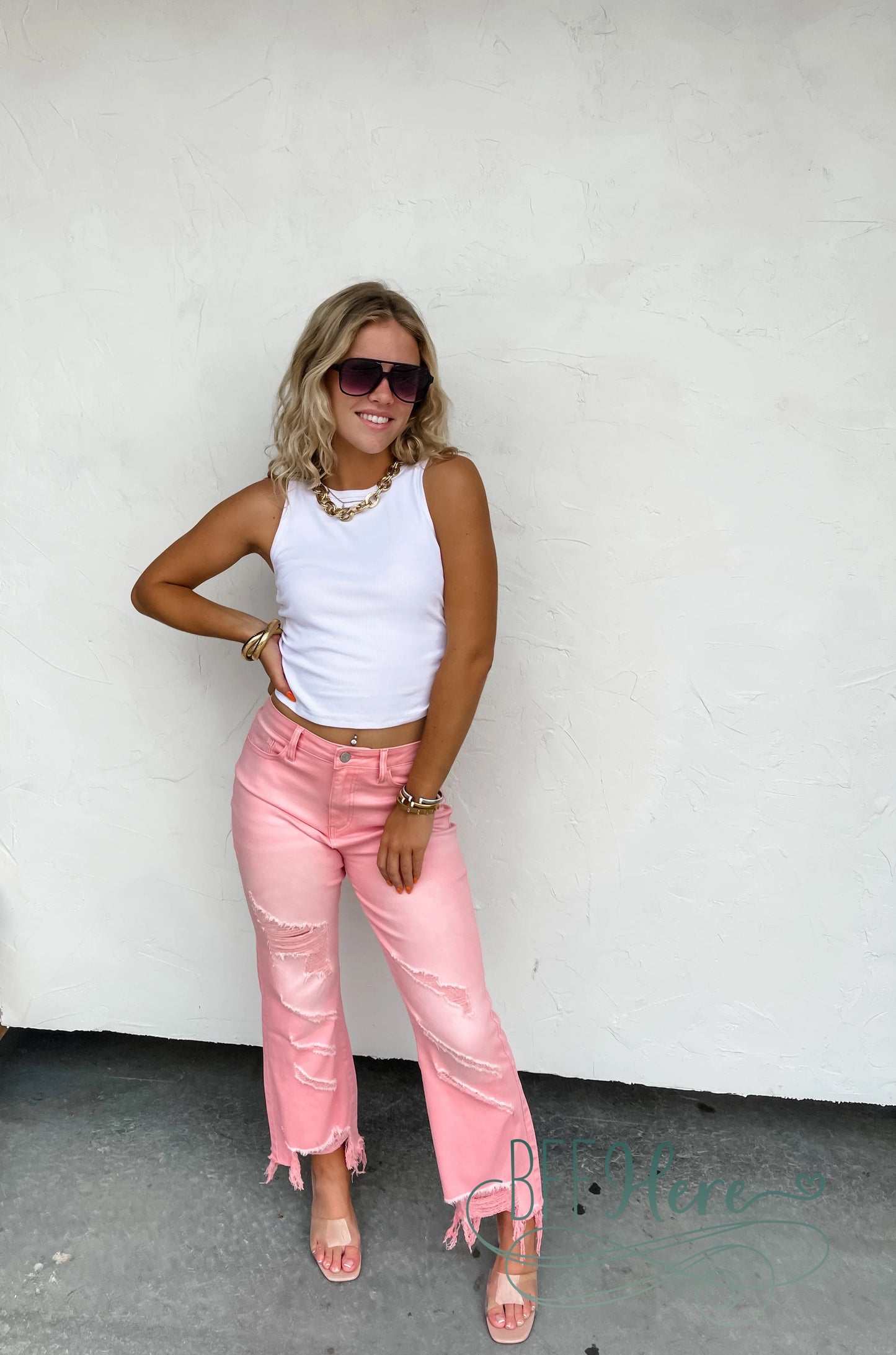 Pink Urban Distressed Crop Jeans by Blakeley - BFF Here