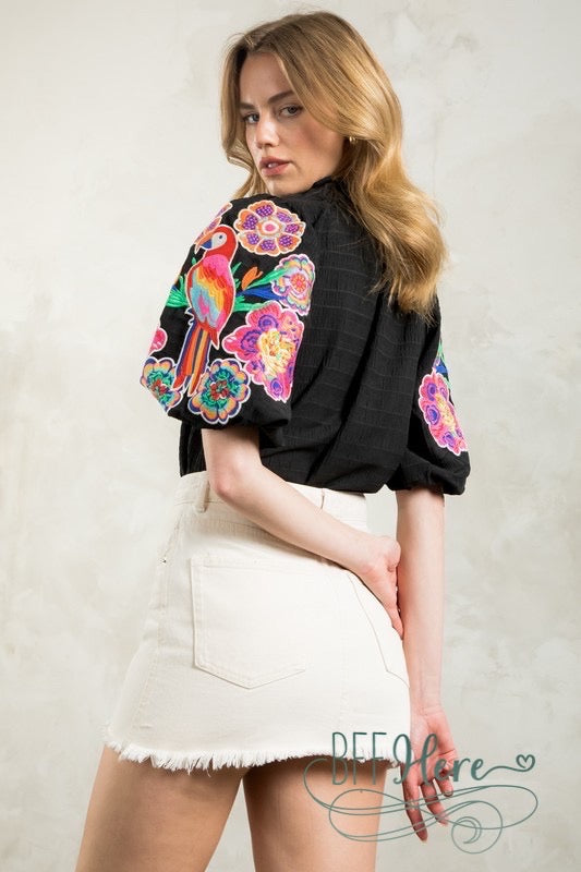 Tropical Carnival Embroidered Blouse - BFF Here
