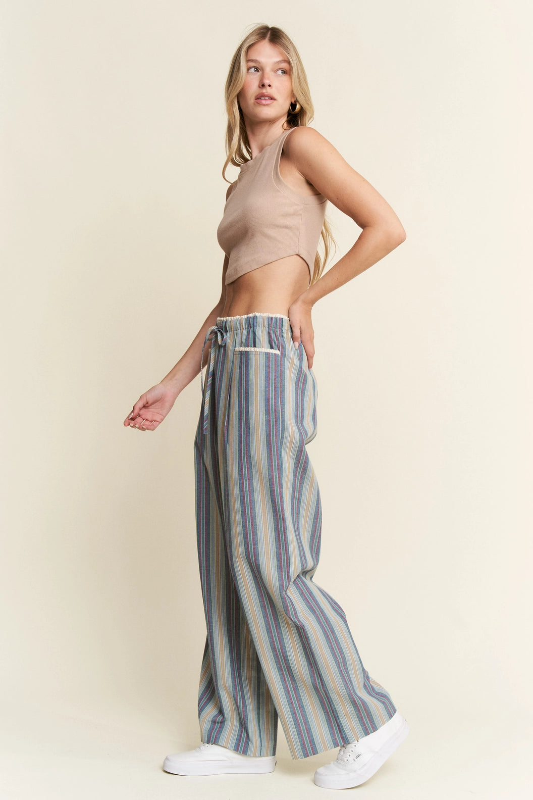 Eclectic Stripe Linen Pants by Jade by Jane - BFF Here