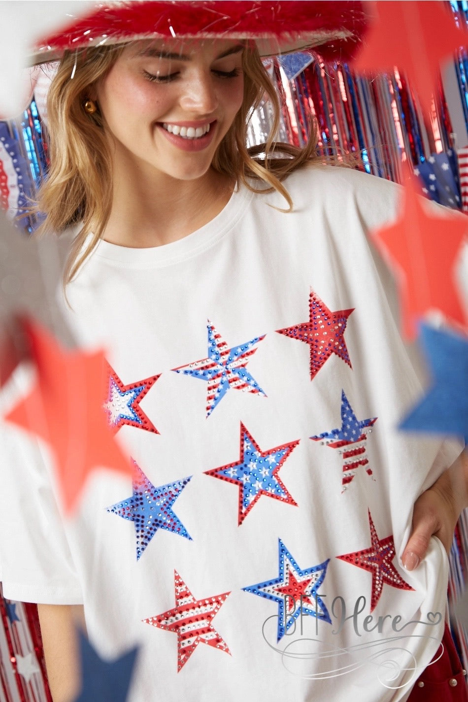 Star-Spangled Tee: Patriotic Glamour - BFF Here