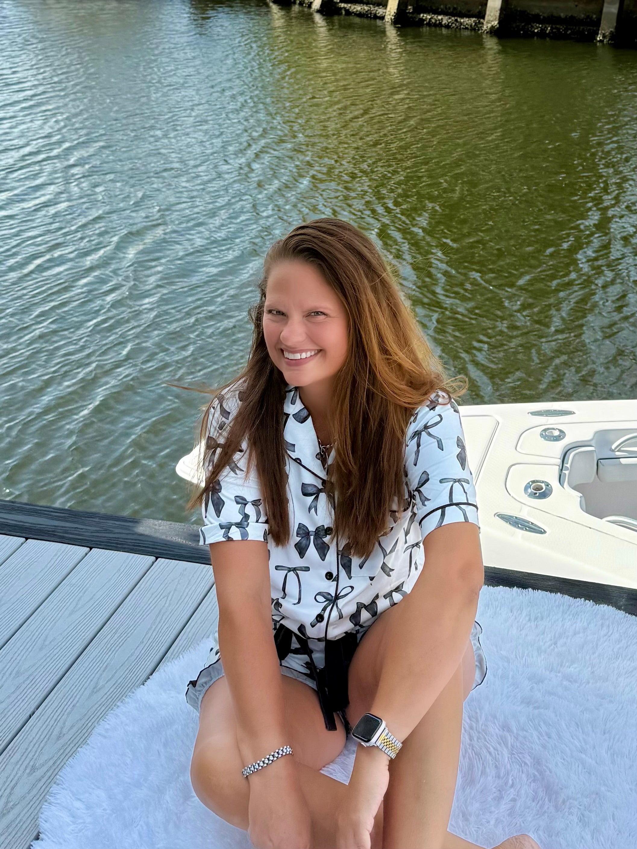 Midnight Bow Short Sleeve Ruffle Pajama Set by Jess Lea - BFF Here