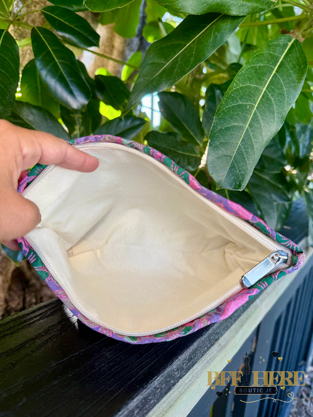 Brocade Makeup Bag - Violet Flora by TMLL Beauty - BFF Here