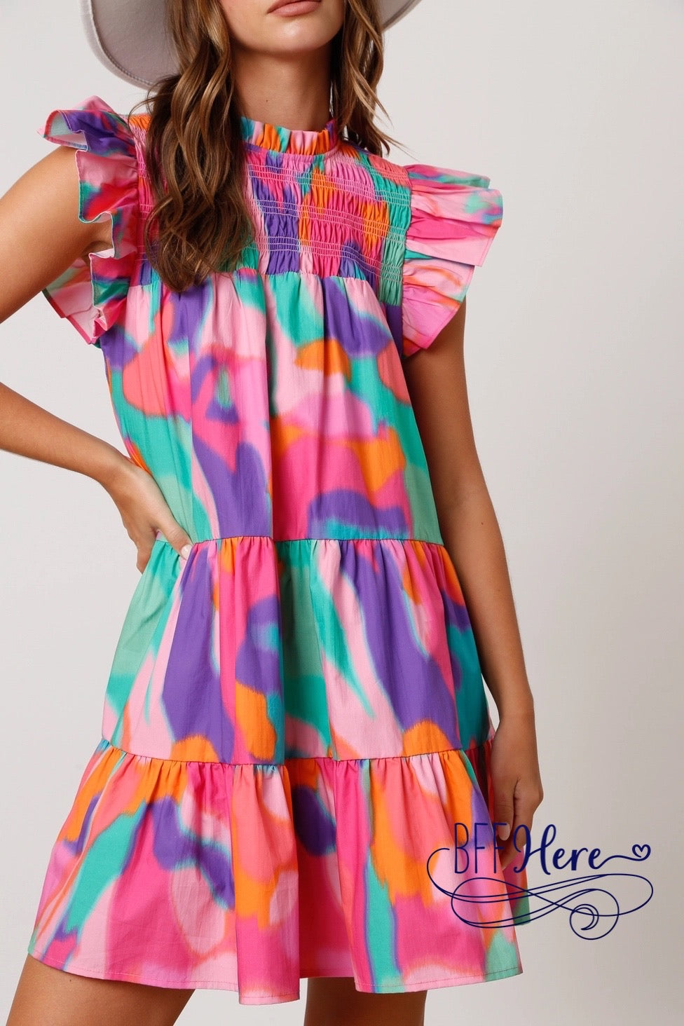 PREORDER: Artistic Flair: Poplin Brush Print Mini Dress (Ships End of January) - BFF Here