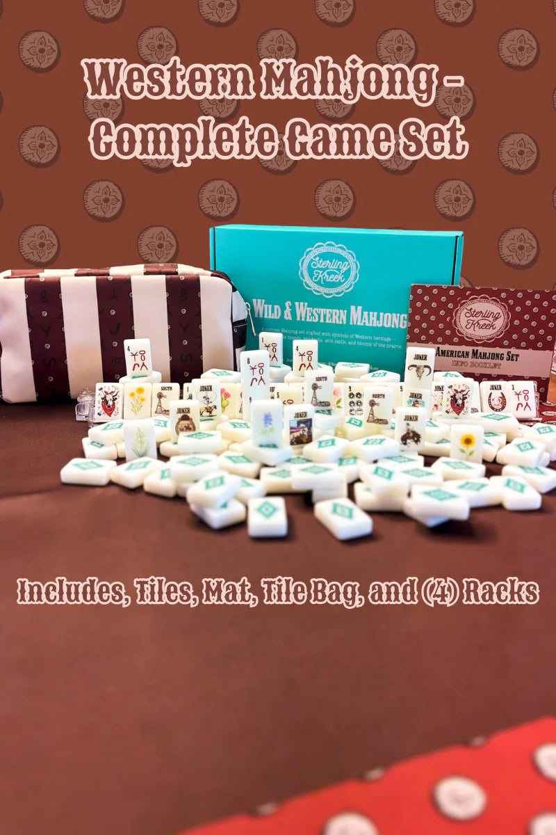 Wild West Mahjong Set, Includes Tile’s, Racks (4), Tile Bag, And Mat by Sterling Kreek - BFF Here