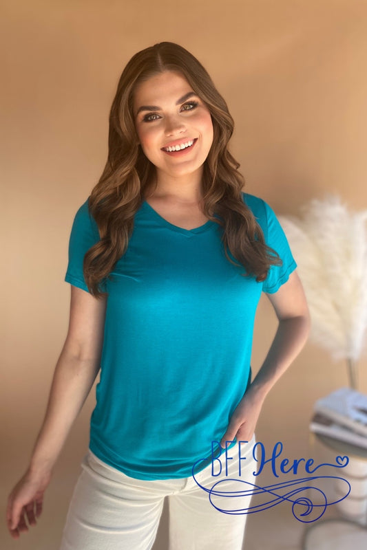 PREORDER: Jess Lea Basic Tee / Teal (Ships End of February) - BFF Here