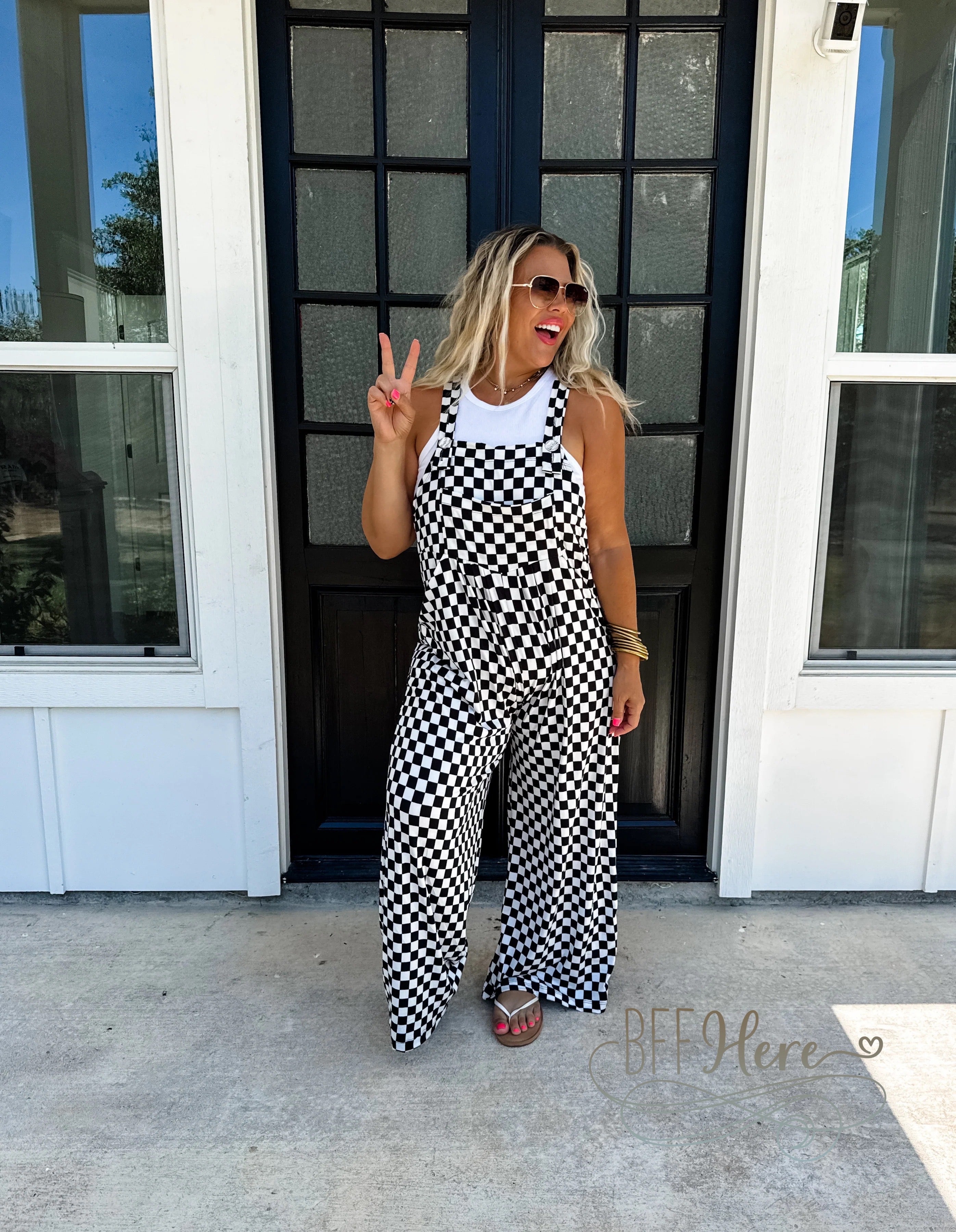 PREORDER: Checkered Karlie Overalls by Blakeley (Ships Middle of October) - BFF Here