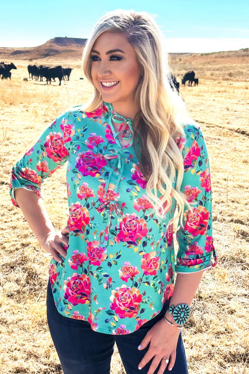 Turquoise Rosewater Bow Top by Sterling Kreek - BFF Here