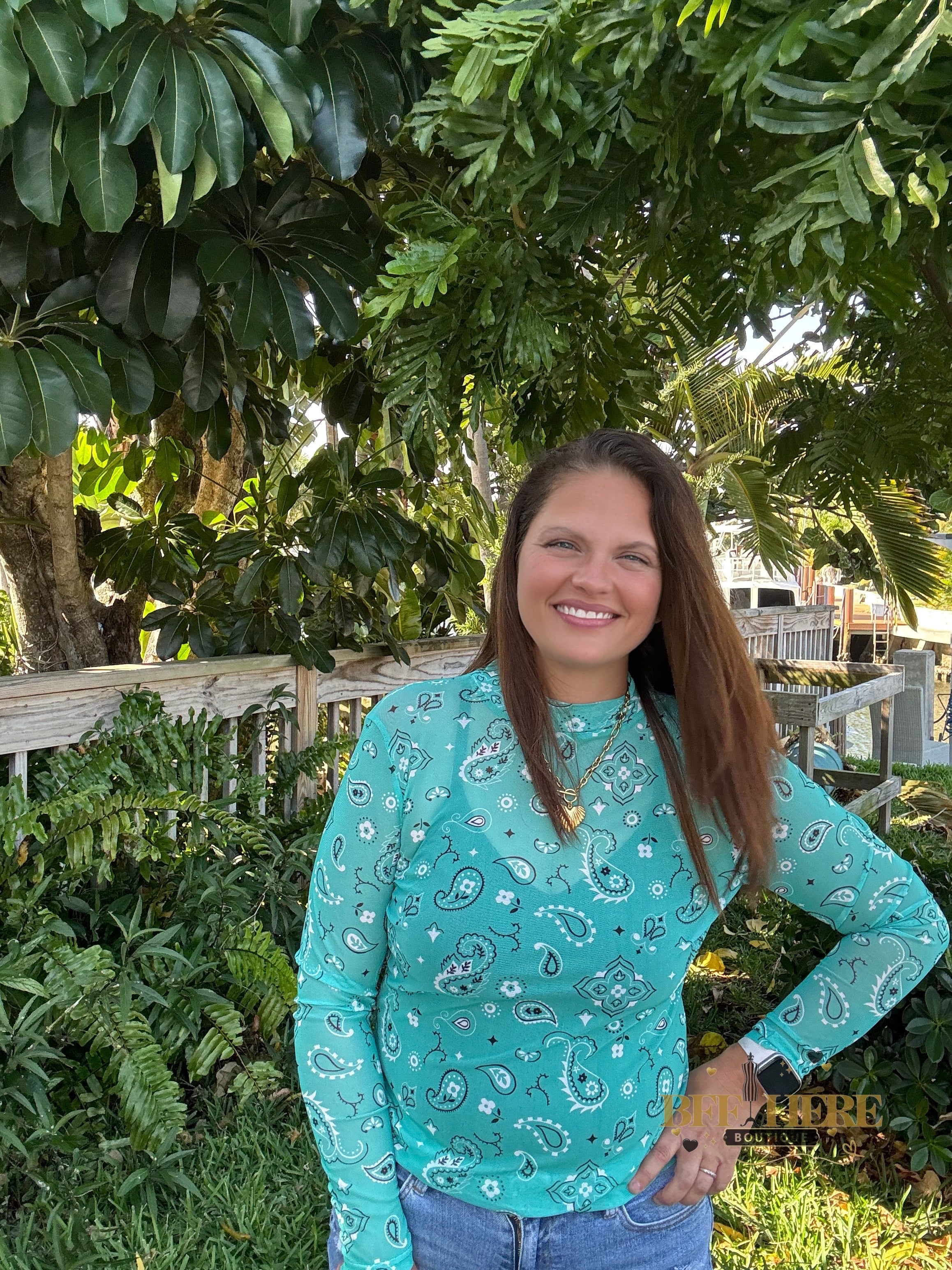 Bandana Babe Mesh Top / Turquoise by Sterling Kreek - BFF Here