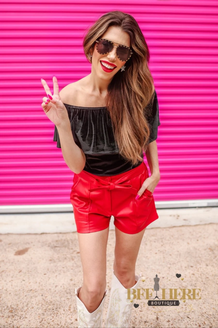 New York Minute Faux Leather Shorts / Red by Jess Lea