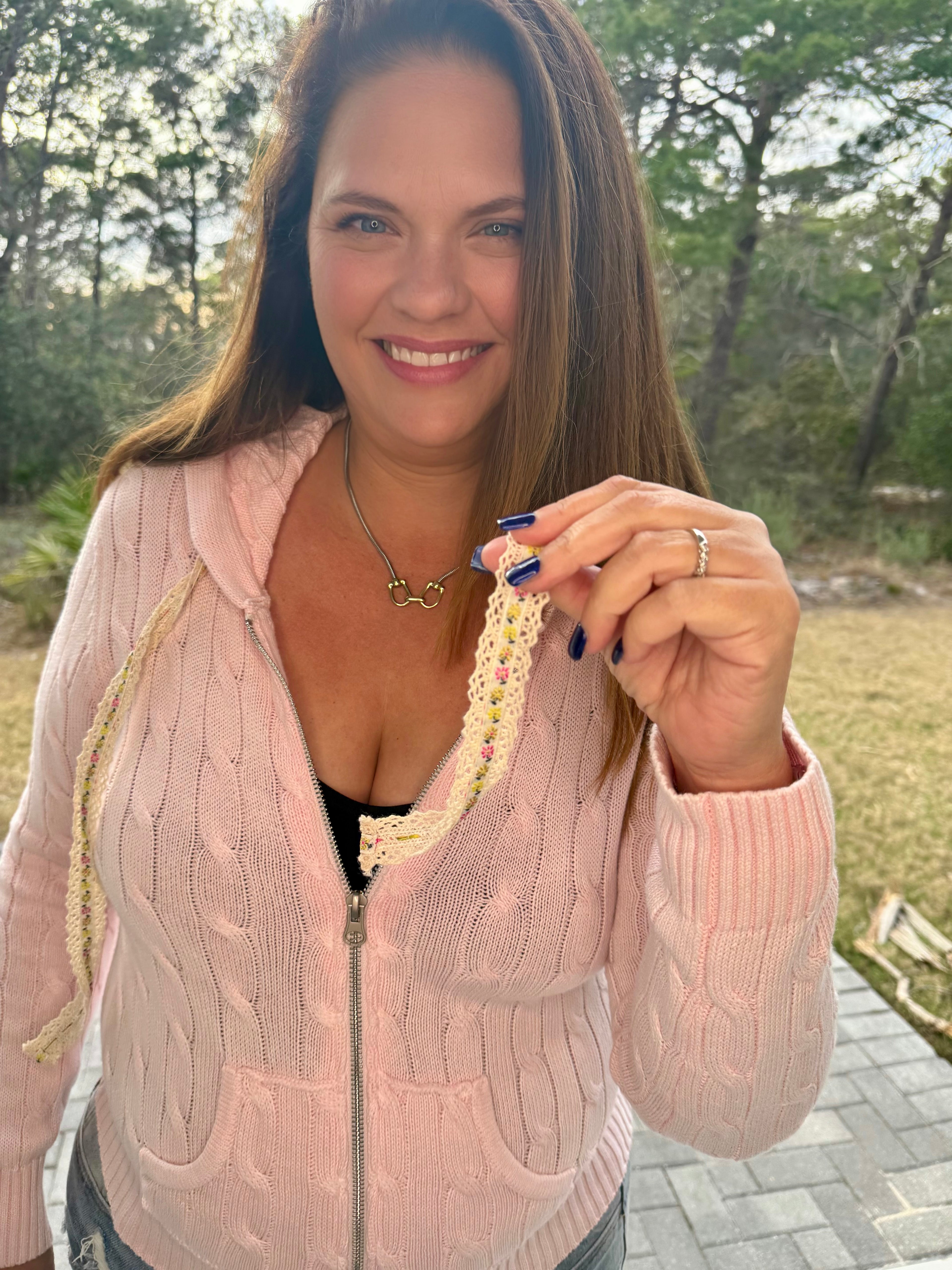 Full Sleeve Solid Acrylic Sweater Hoodie Zip Up Knit Top by POL (Ships 2-3 weeks) - BFF Here