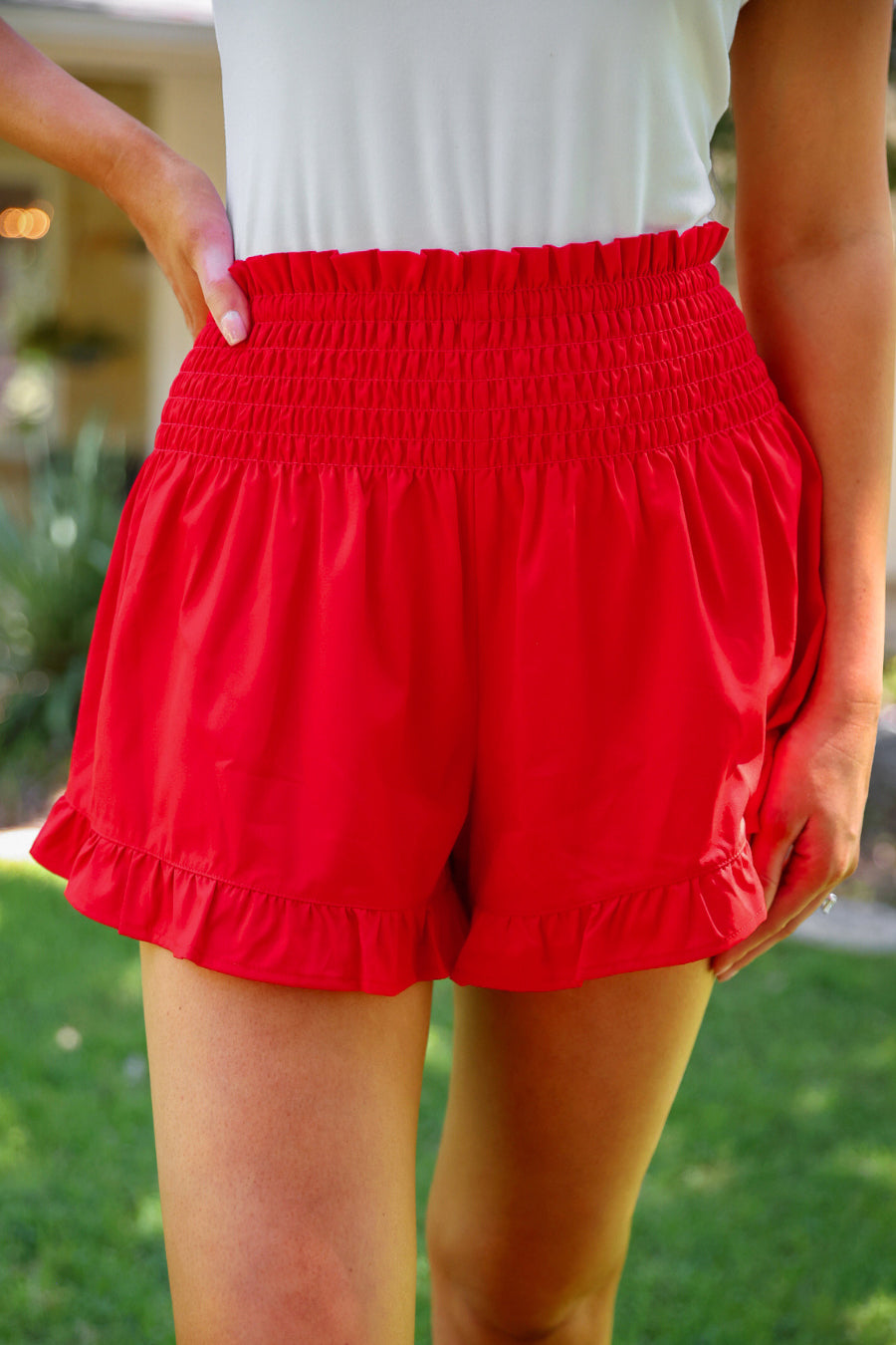 PREORDER: Sunny Strolls High Waisted Shorts / Red by Jess Lea (ETA: July)