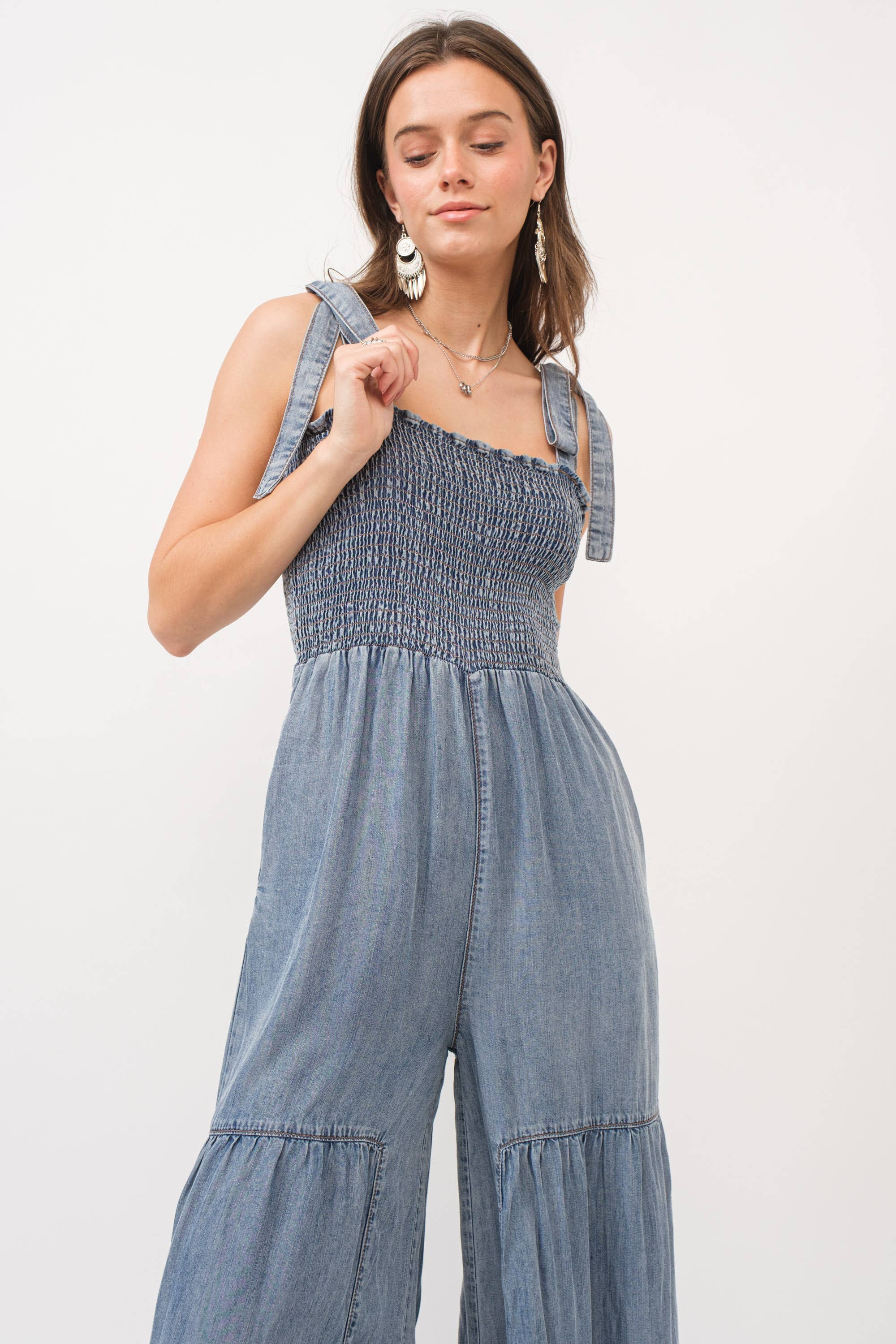 Denim Dreams Smocked Jumpsuit - BFF Here