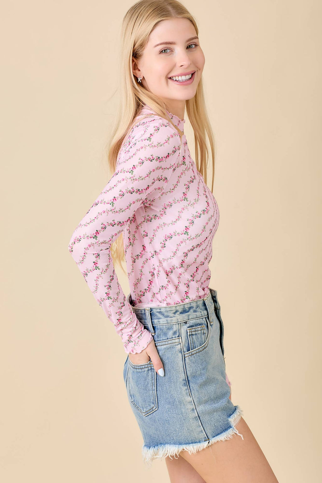 Blushing Floral Mesh Top - BFF Here