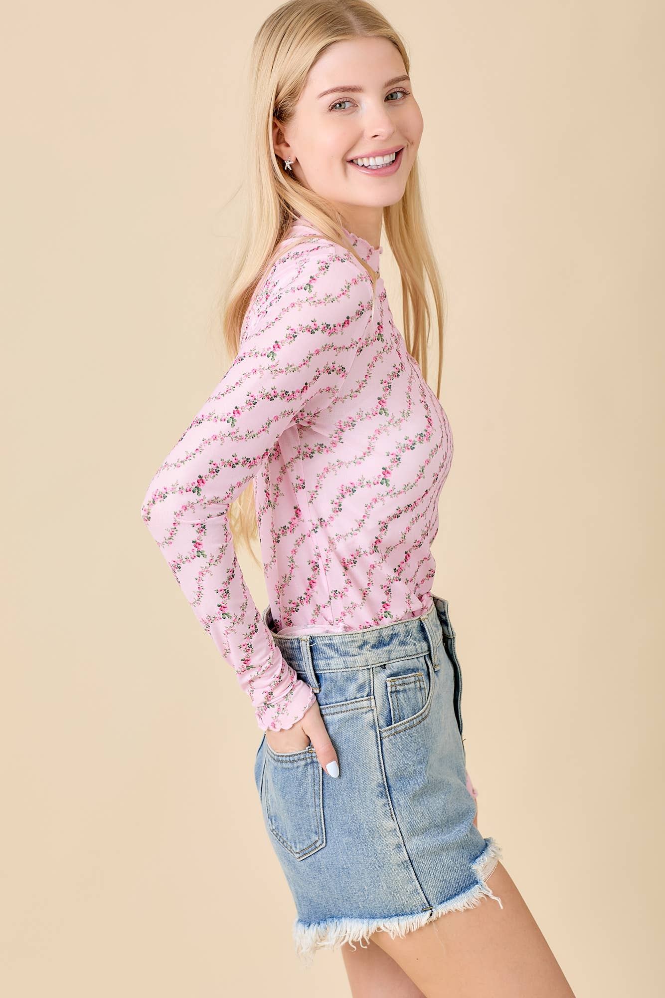 Blushing Floral Mesh Top - BFF Here