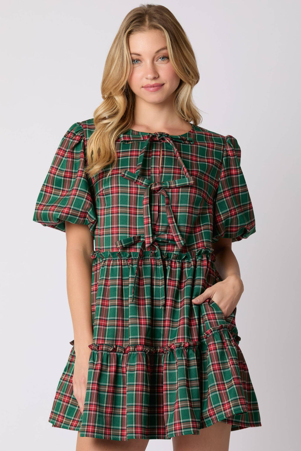 Holiday Plaid Ruffle Dress - BFF Here