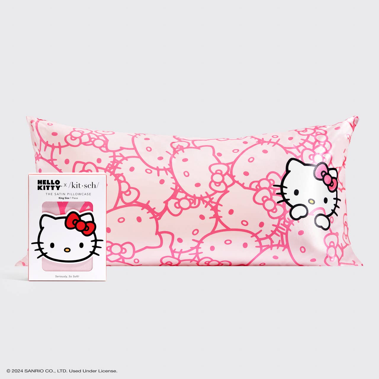Hello Kitty x Kitsch Pillowcase King - Pink Kitty Faces - BFF Here