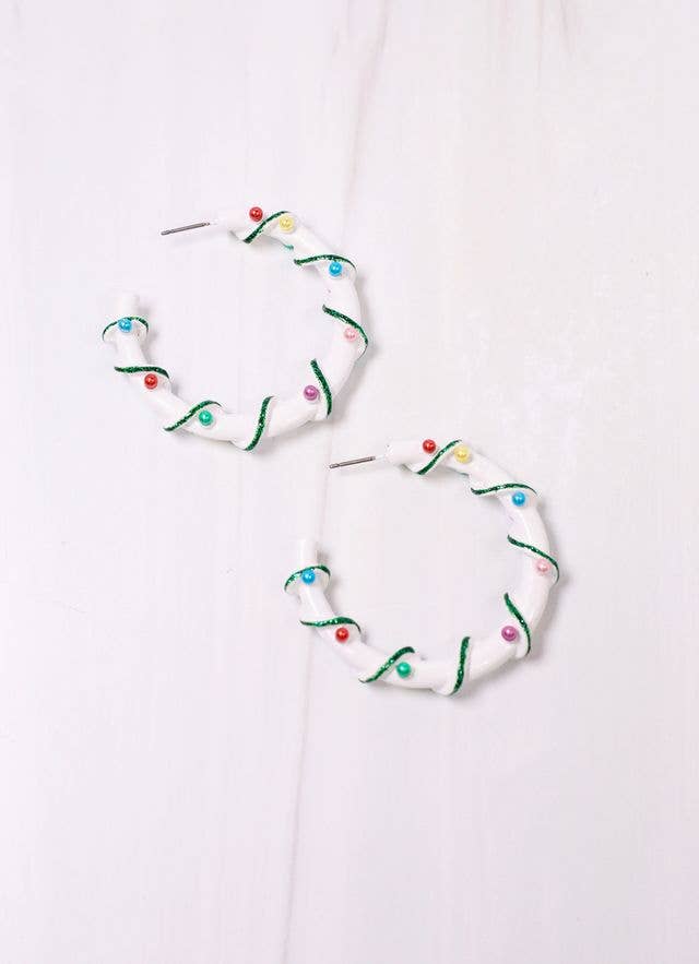 Christmas Lighs Hoop Earring WHITE MULTI - BFF Here
