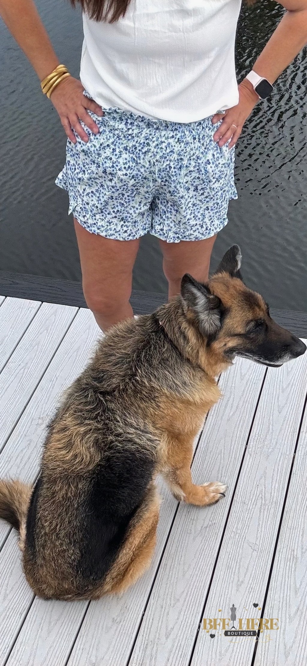 Sunny Strolls High Waisted Shorts / Blue Floral by Jess Lea - BFF Here