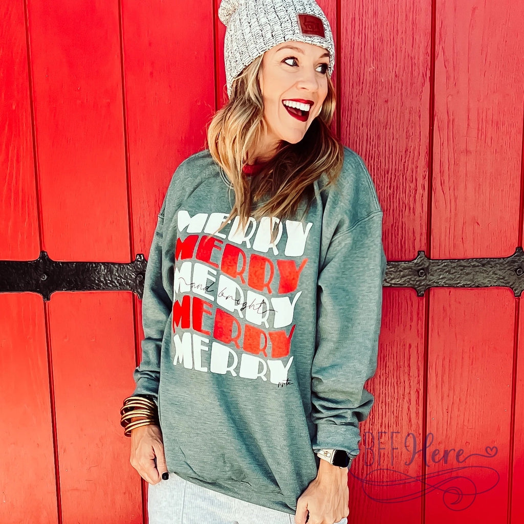 Merry & Bright Sweatshirt - BFF Here