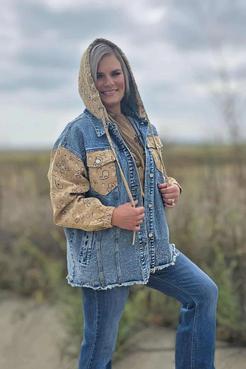 Bandana Country Denim Shacket by Sterling Kreek - BFF Here