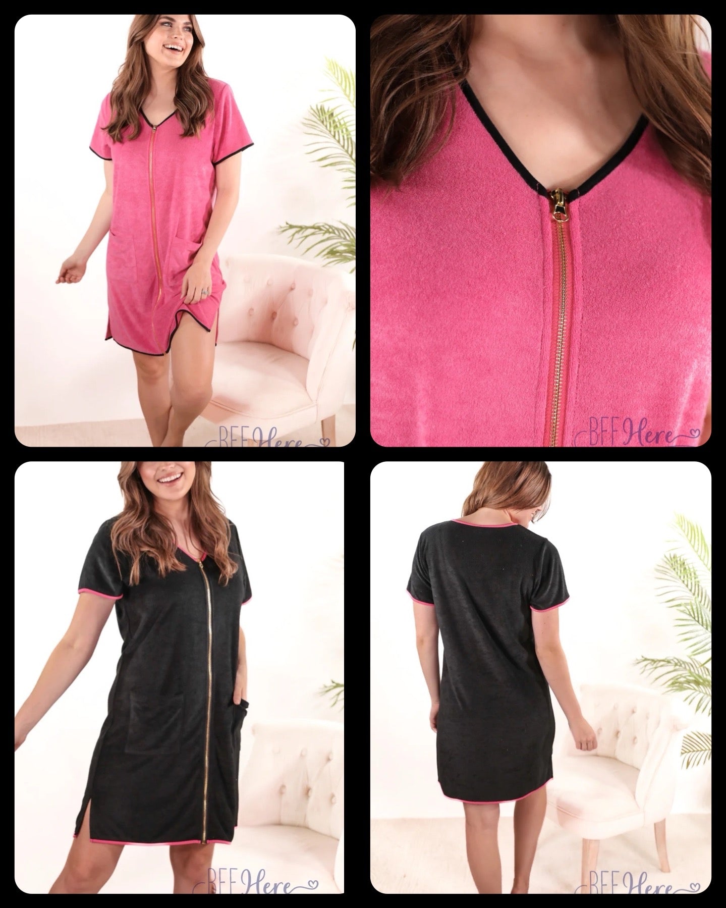 Luxury Leisure Zip-Up Robe - Plush Elegance Collection / Choice of Color - BFF Here