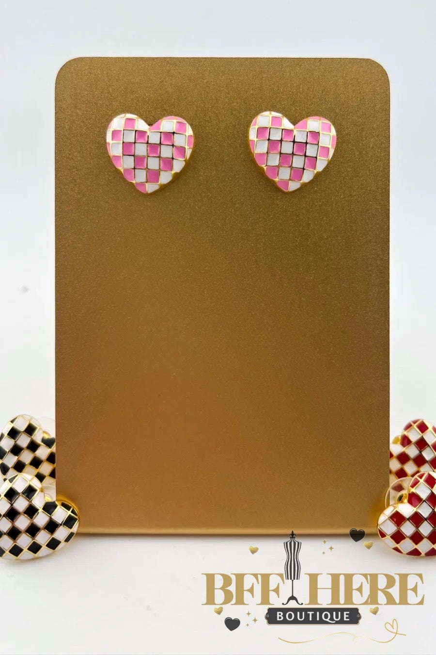 Lost In Love Checkered Earrings by Jess Lea - BFF Here