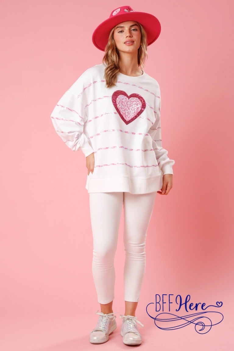 PREORDER: Kaleidoscope Heart: Multicolor Stripe Sequin Sweatshirt (Black & Pink Ships Beginning of January ) - BFF Here