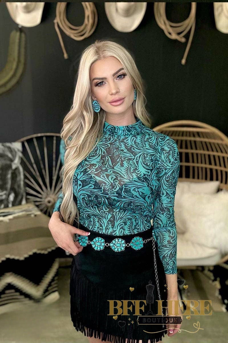 Tooled In Turquoise Top by Sterling Kreek - BFF Here