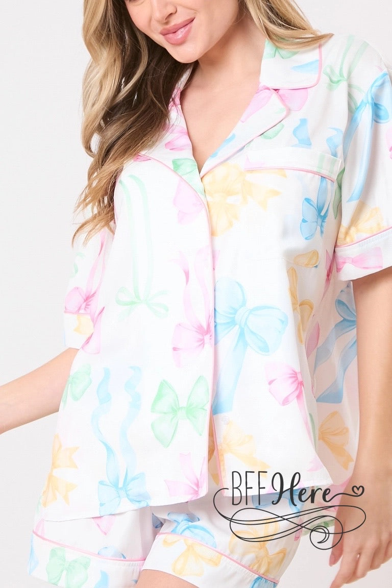 PREORDER:  Rainbow Ribbons Pajama Party Shirt: Dream in Color! (Ships End of May) - BFF Here