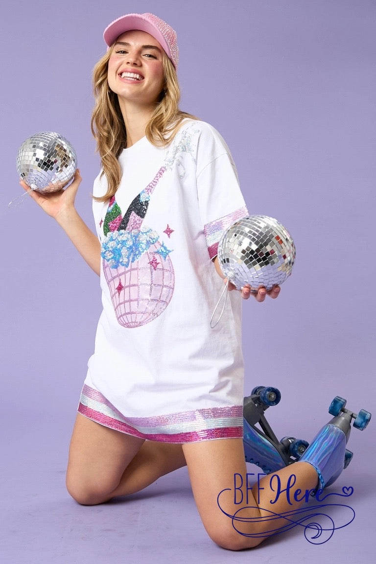 Bubbly Brilliance: The Champagne Bottle Disco Sequin Dress / Choice of Color - BFF Here