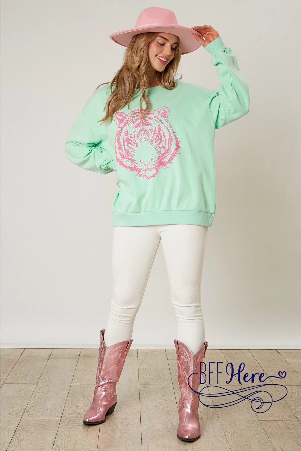 (PREORDER) Fierce Fashion: Tiger Print Loose Fit Sweatshirt (Ships End of January) - BFF Here