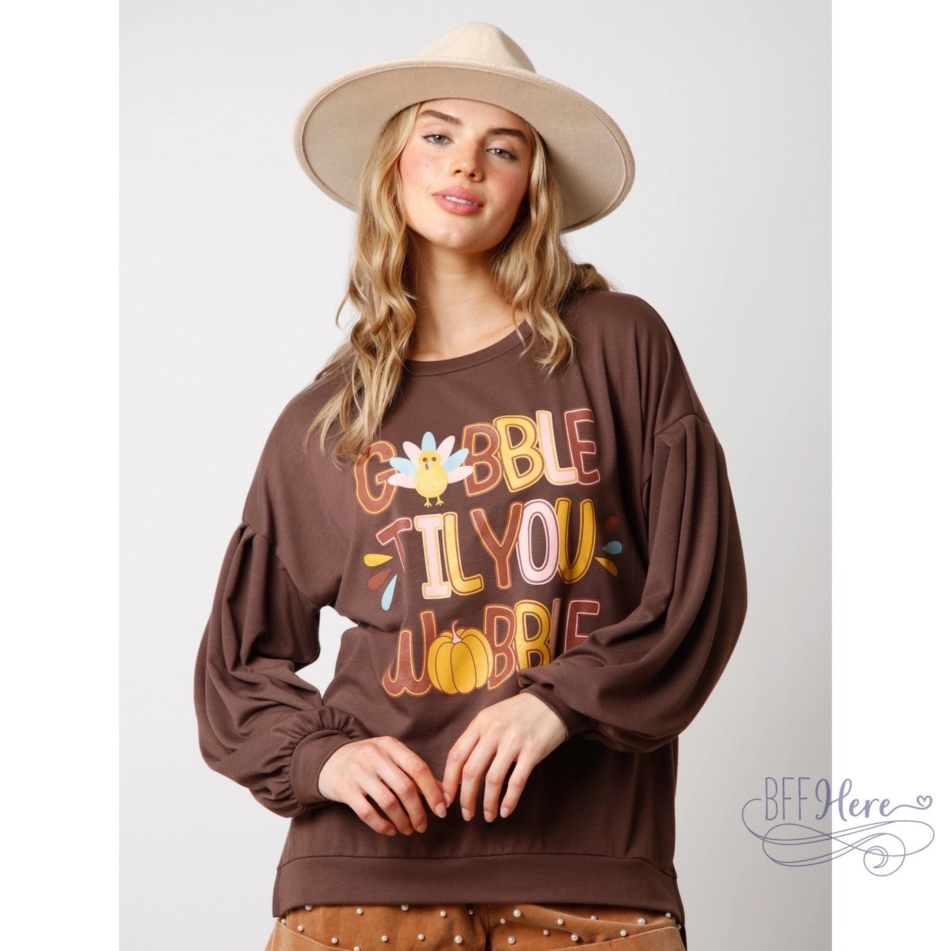 Gobble Til You Wobble: The Perfect Thanksgiving Sweatshirt for Foodies and Fashionistas - BFF Here