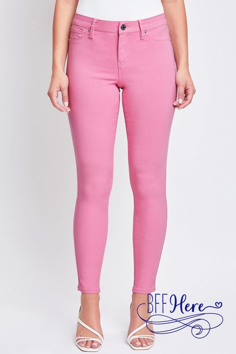 Spring Fling Hyperstretch Mid-Rise Skinny Jean / Choice of Color by YMI - BFF Here