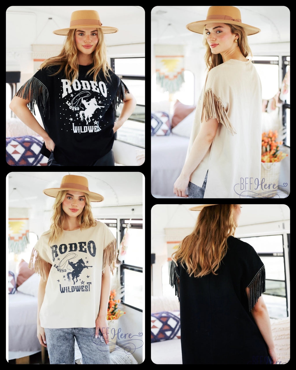 Cowboy Chic: Rodeo Print Jersey Top / Choice of Color - BFF Here