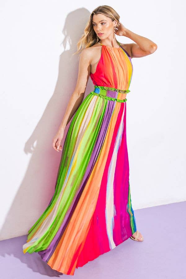 Prismatic Elegance Halter Jumpsuit - BFF Here