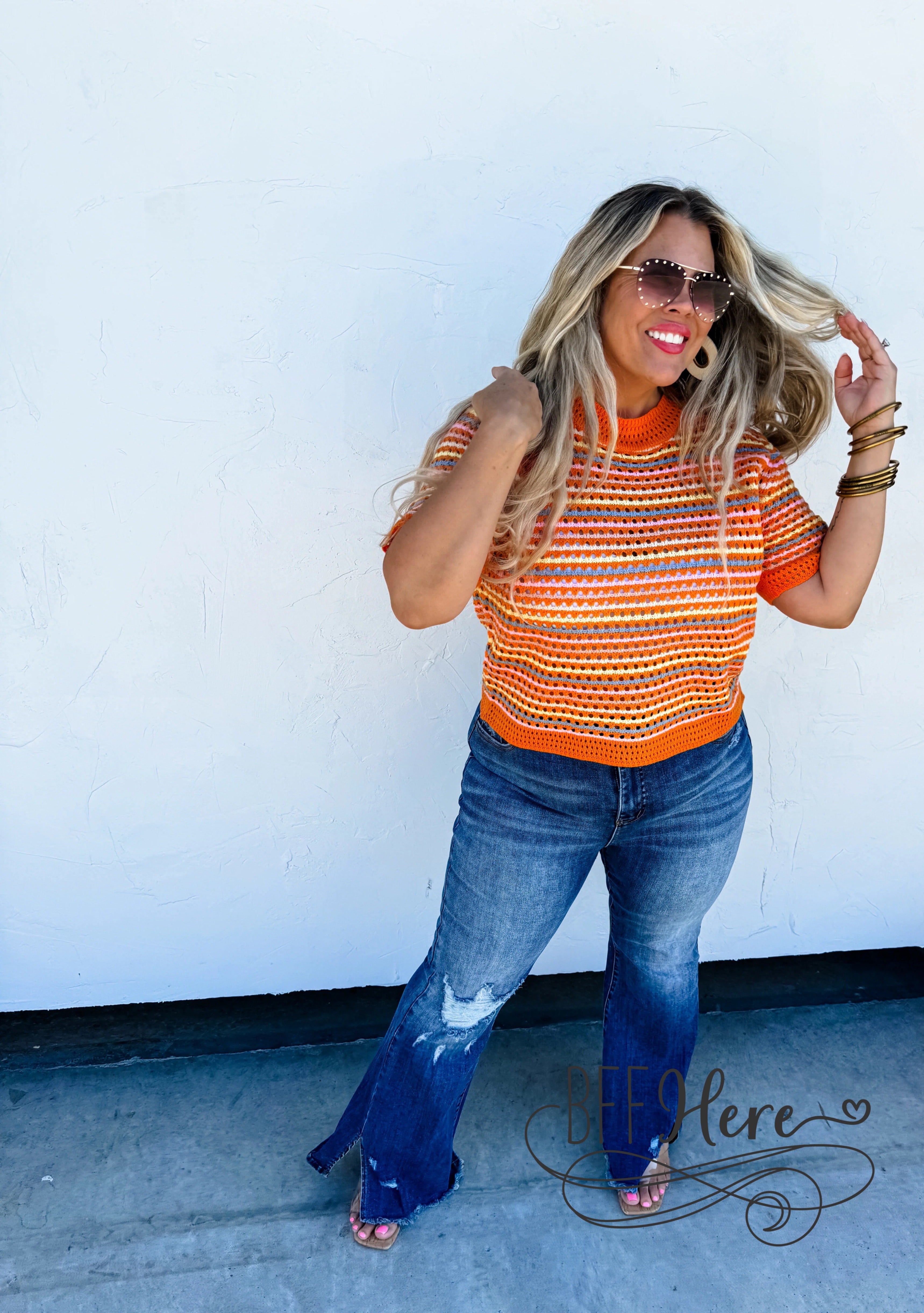 PREORDER: Striped Serenity: Soft Knit Top / Choice of Color by Blakeley (Ships Middle of April) - BFF Here