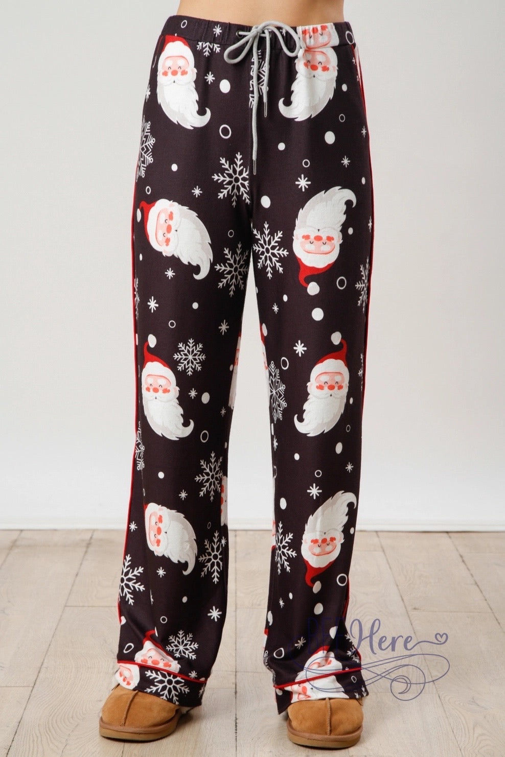 Santa Print PJ Pants: Dreaming of a Jolly Night - BFF Here