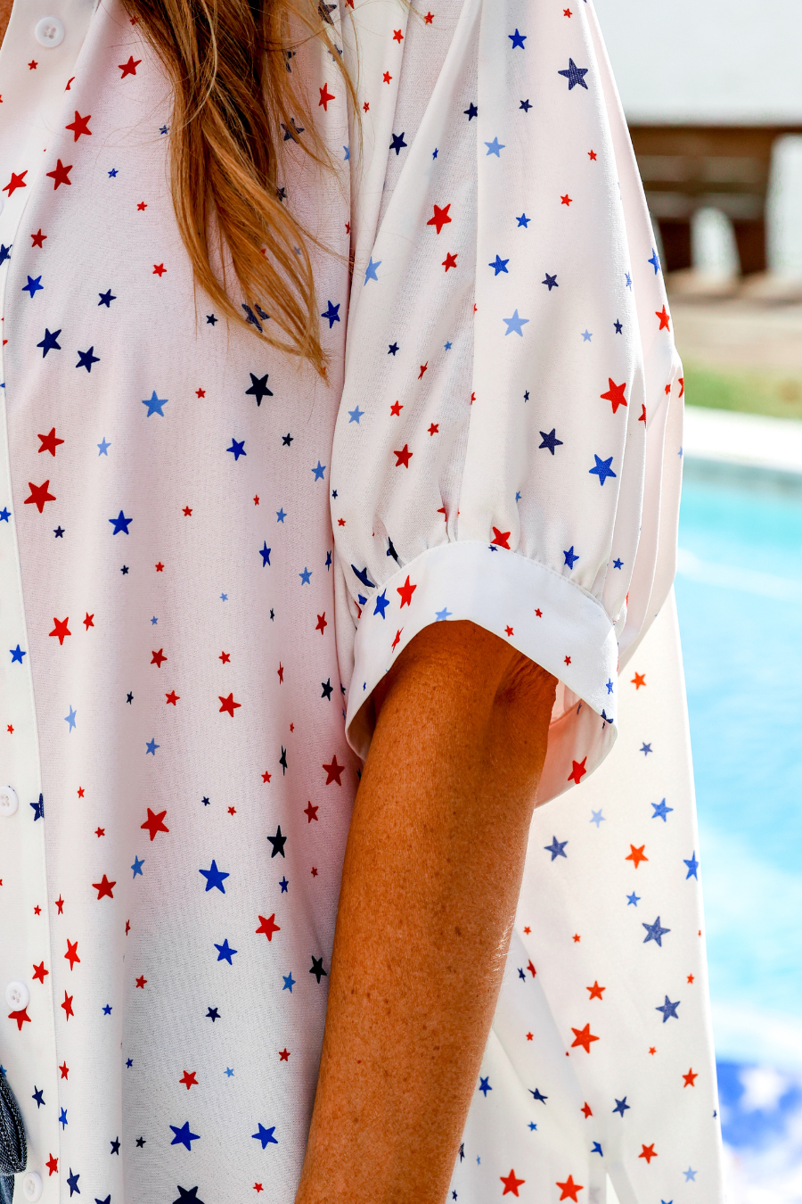 PREORDER- Sutton Button Up Top- Patriotic Stars - BFF Here