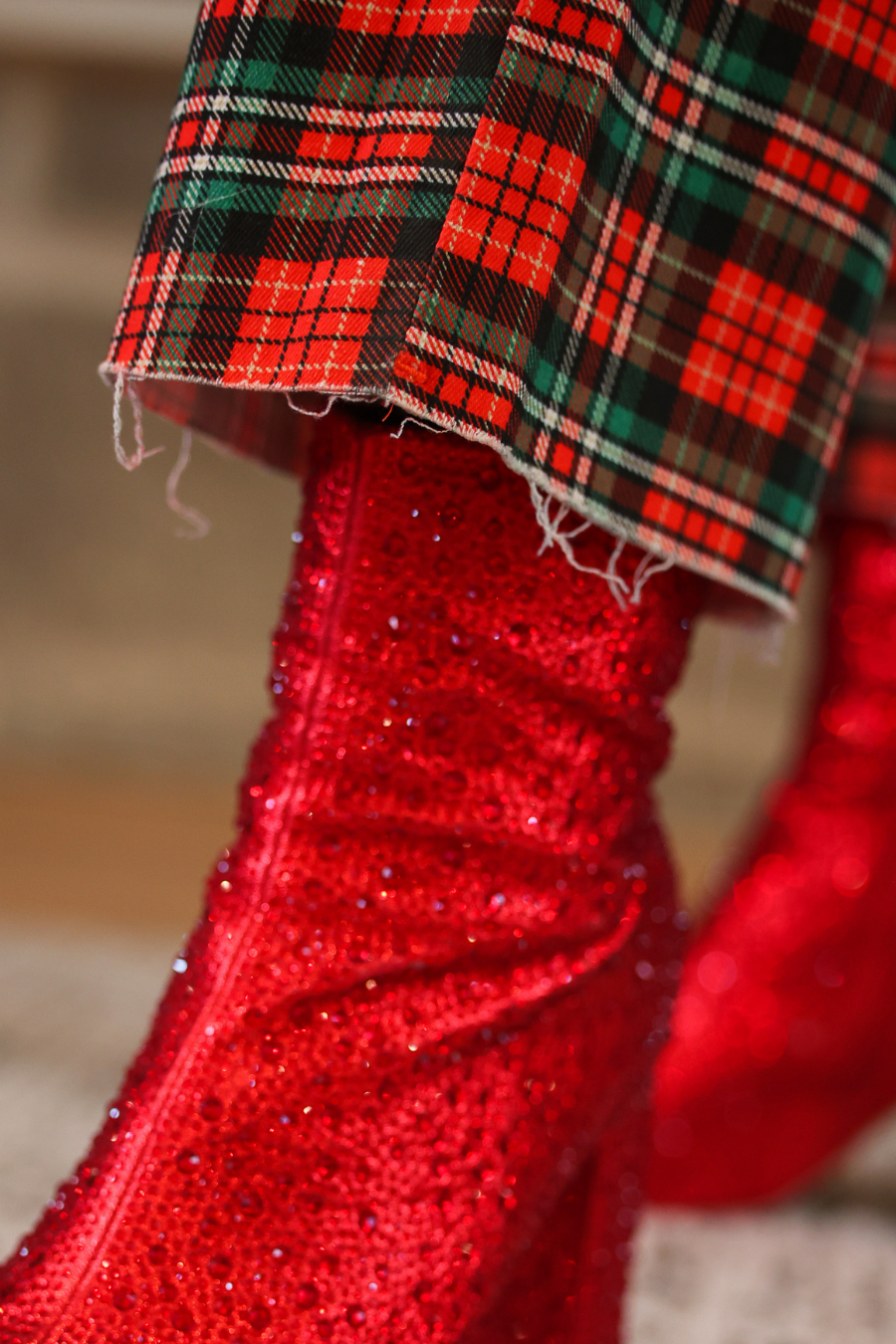 PREORDER: Just Vibing Denim Pants / Red Christmas Plaid by Jess Lea (ETA: September)
