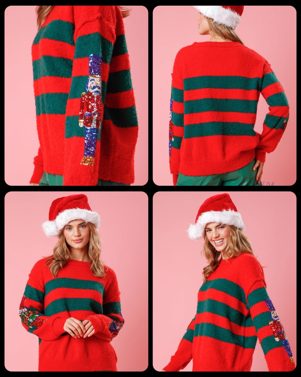 PREORDER—Sequin Nutcracker Striped Sweater: Capture the Holiday Spirit in Sparkling Style (Ships Beginning of November) - BFF Here