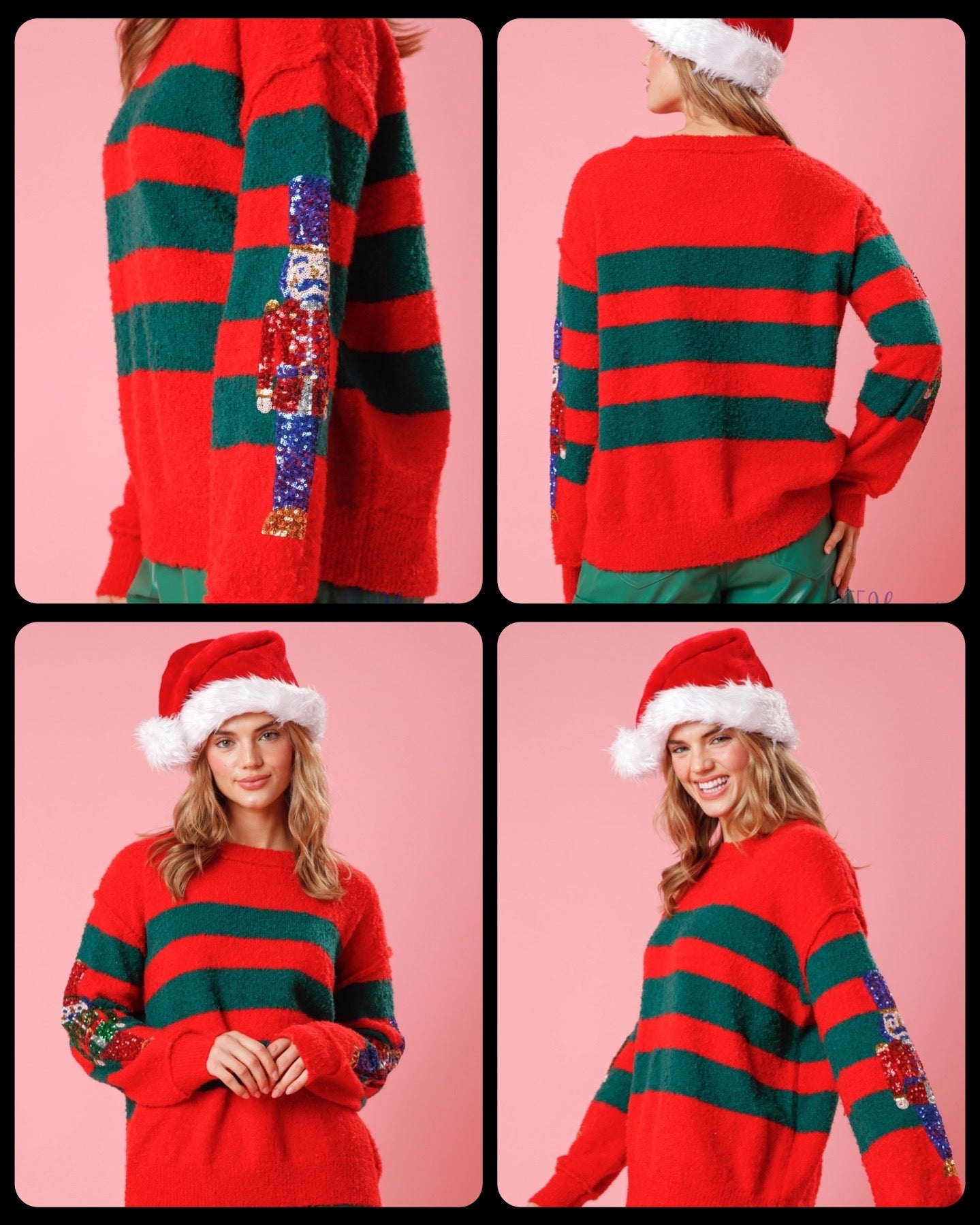 PREORDER—Sequin Nutcracker Striped Sweater: Capture the Holiday Spirit in Sparkling Style (Ships Beginning of November) - BFF Here