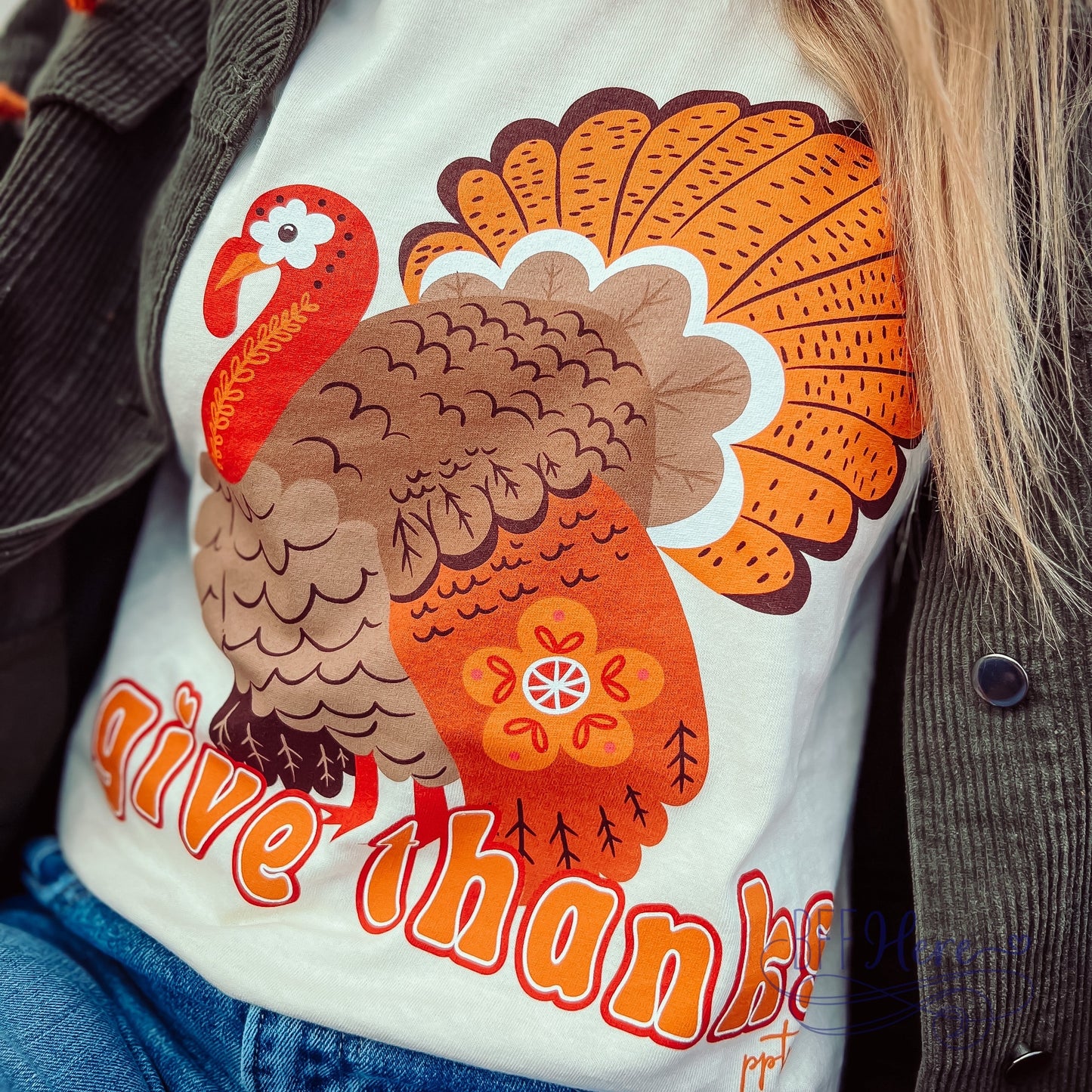 Thankful Threads: The Give Thanks Turkey T-Shirt - BFF Here