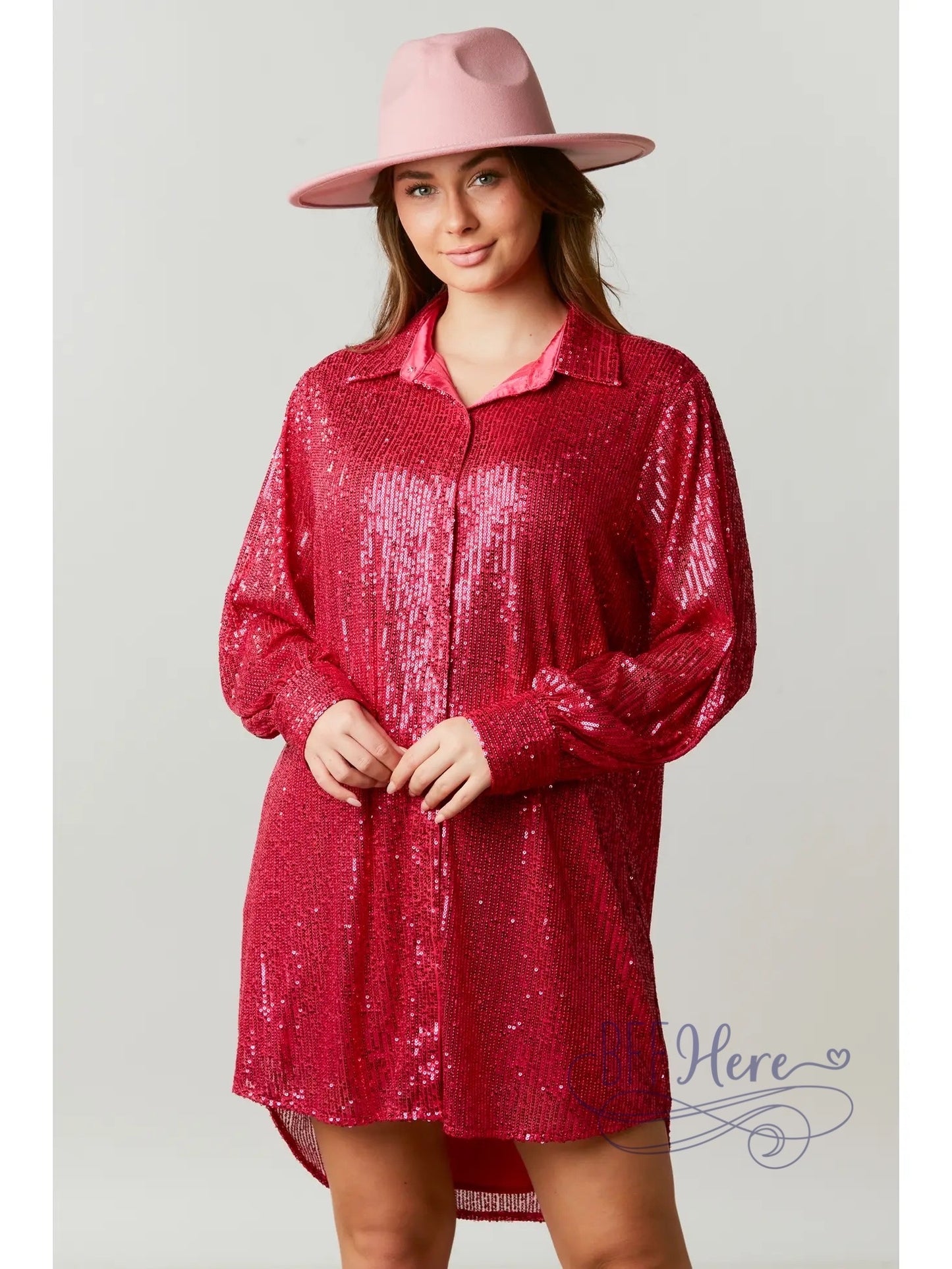 Shimmer & Shine: The Ultimate Sequin Shirt Dress for Showstopping Elegance / Choice of Color - BFF Here