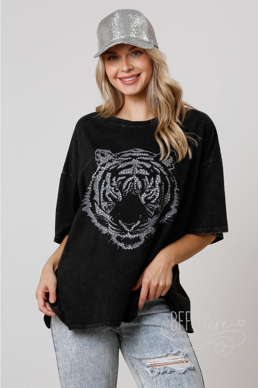 Fierce Feline: Tiger Face Loose Fit Top / (Ships Middle of January) - BFF Here