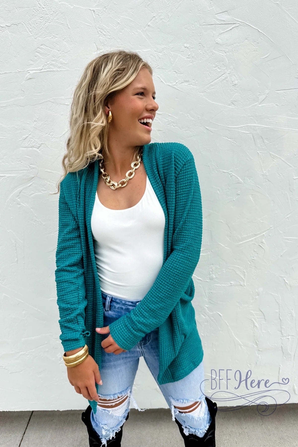 PREORDER— Lola Cardigan / Teal (Ships Middle of November ) - BFF Here