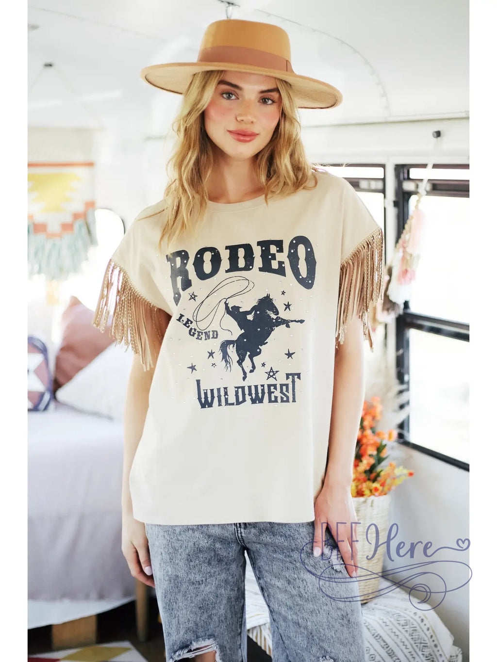 Cowboy Chic: Rodeo Print Jersey Top / Choice of Color - BFF Here