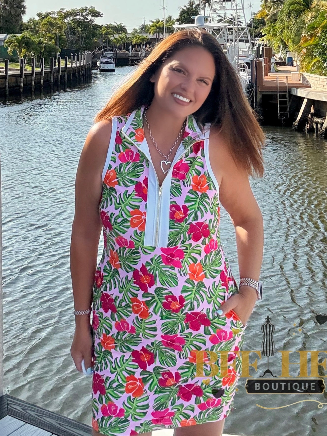 Everyday Zipper Dress / Pink Tropical by Jess Lea - BFF Here