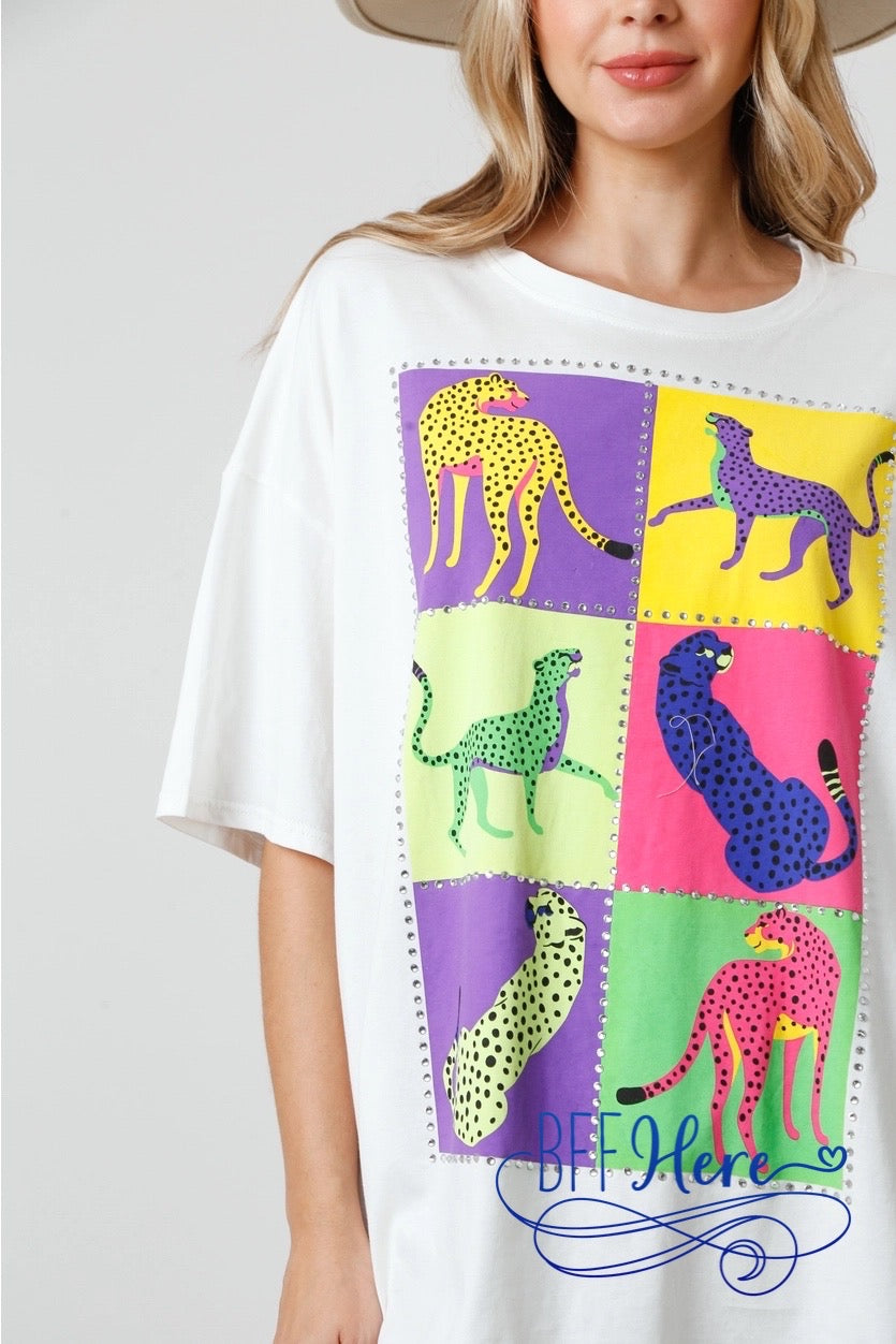 Wild & Stylish: Color Block Cheetah Tee Choice of Color - BFF Here