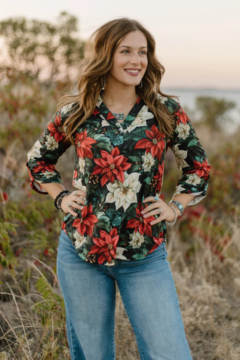 Poinsettia Season Top by Sterling Kreek - BFF Here